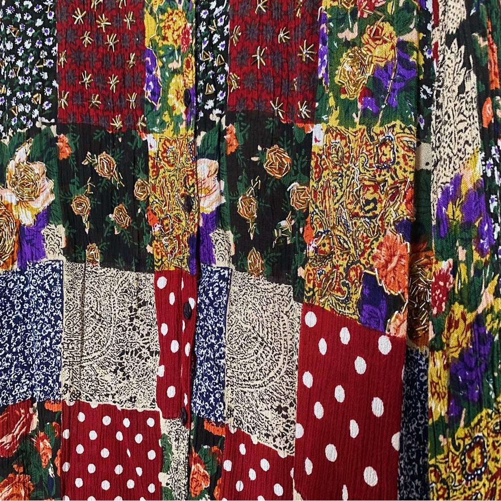 Jane Ashley Multicolor Patchwork Floral Hand Bead… - image 5